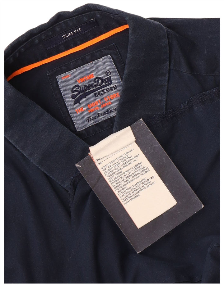 Superdry Slim Fit skjorte til mænd, medium marineblå bomuld