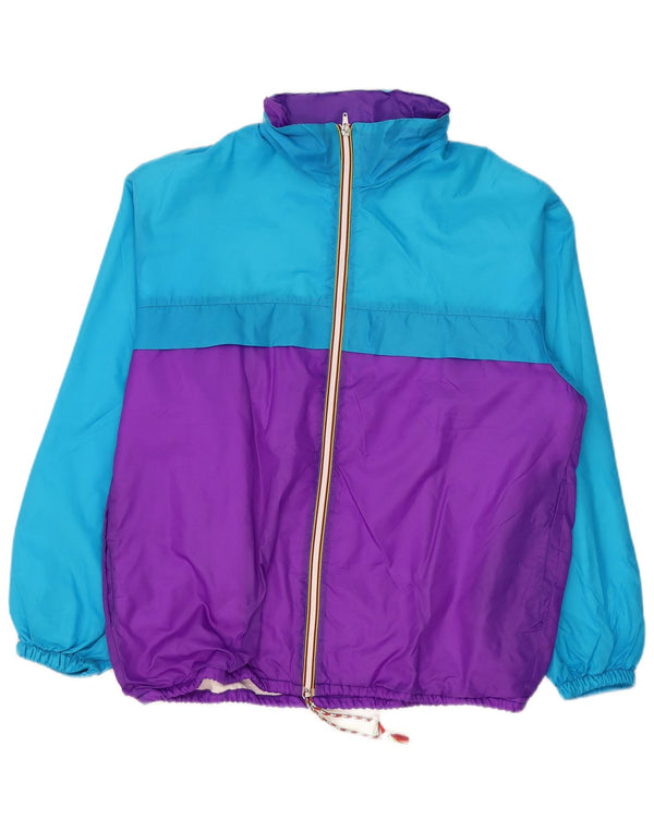 Vintage herre hættetræningsdragt Topjakke Medium Blue Colourblock Sports