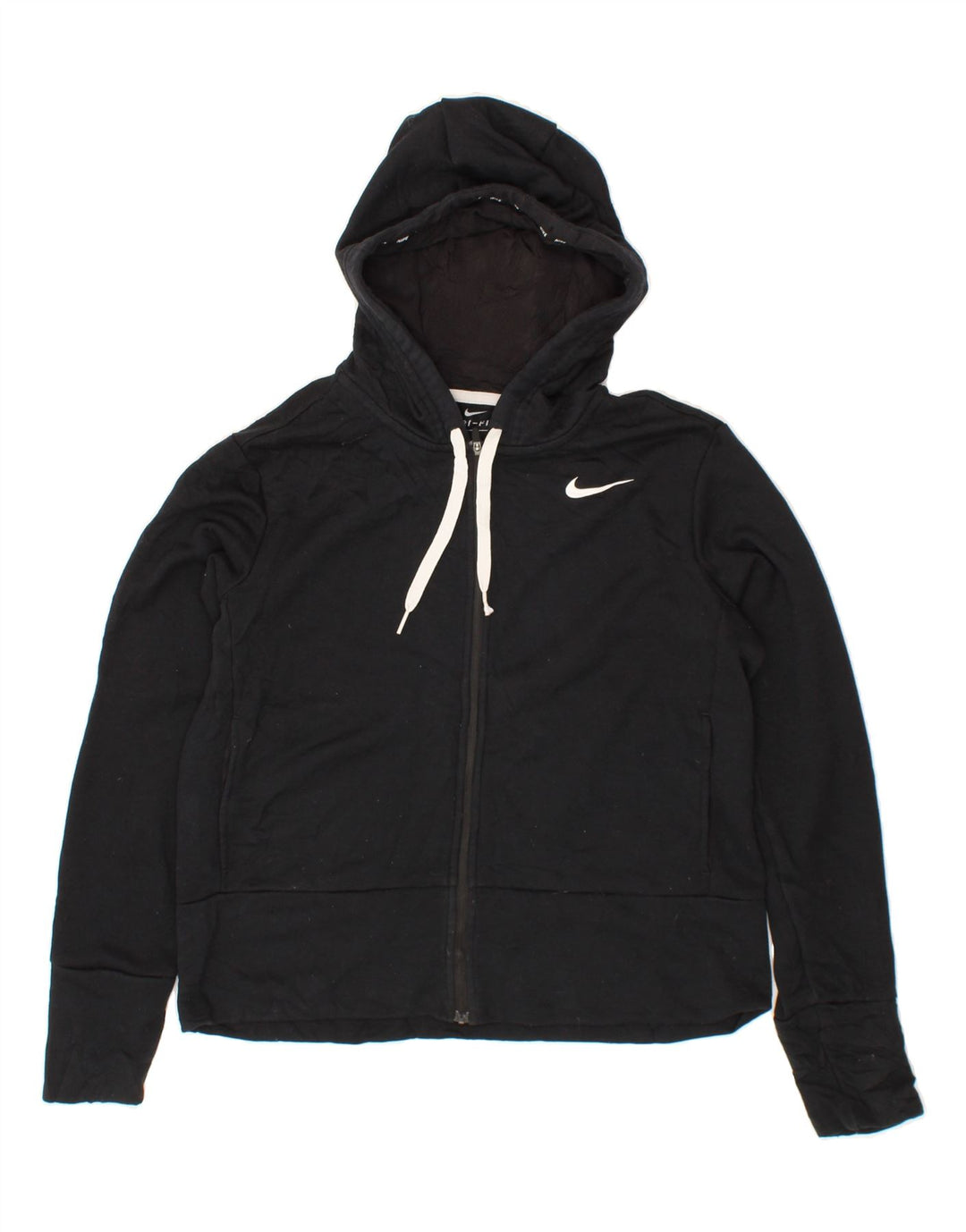 NIKE Mens Dri Fit Zip Hoodie Sweater Small Black Cotton Vintage Nike and Second-Hand Nike from Messina Hembry 