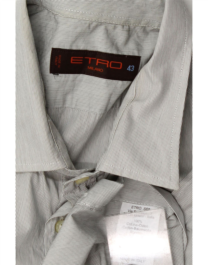 Etro herreskjorte str. 43 XL Grå nålestribet bomuld