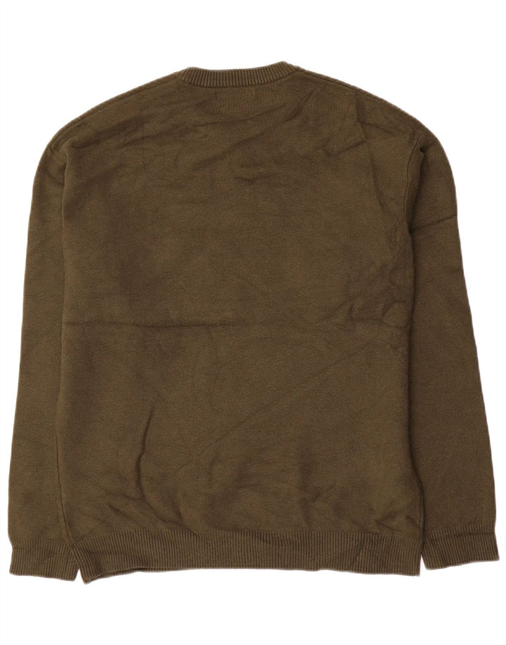 Zara sweater med rund hals til mænd Medium Khaki Viscose