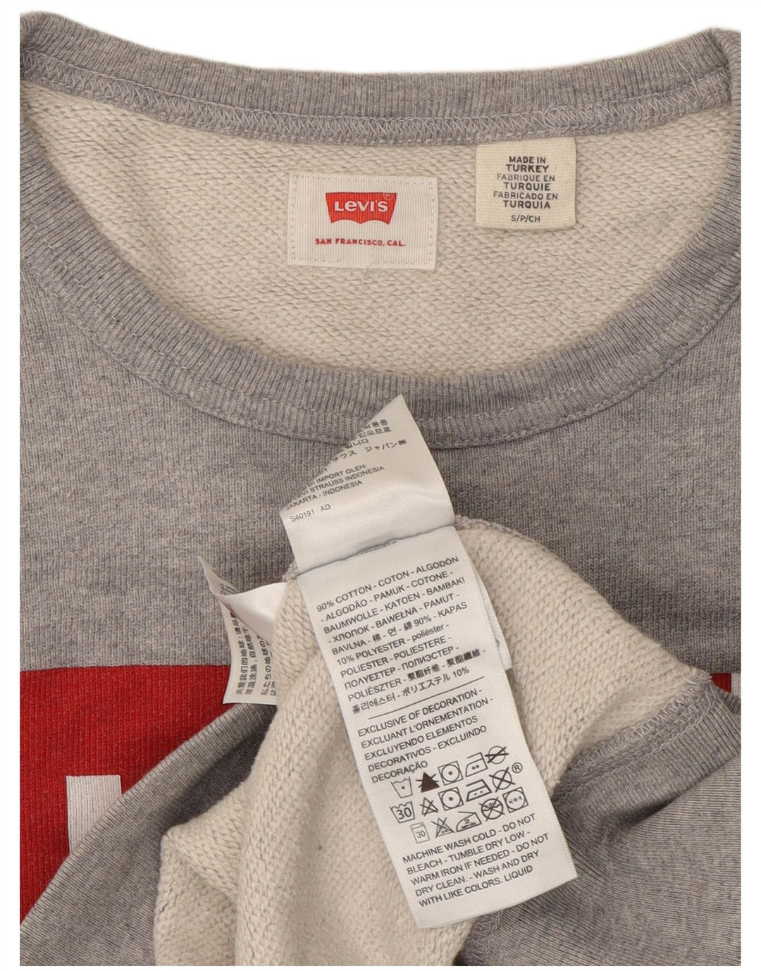 Levi's Grafisk sweatshirt til mænd, lille grå bomuld