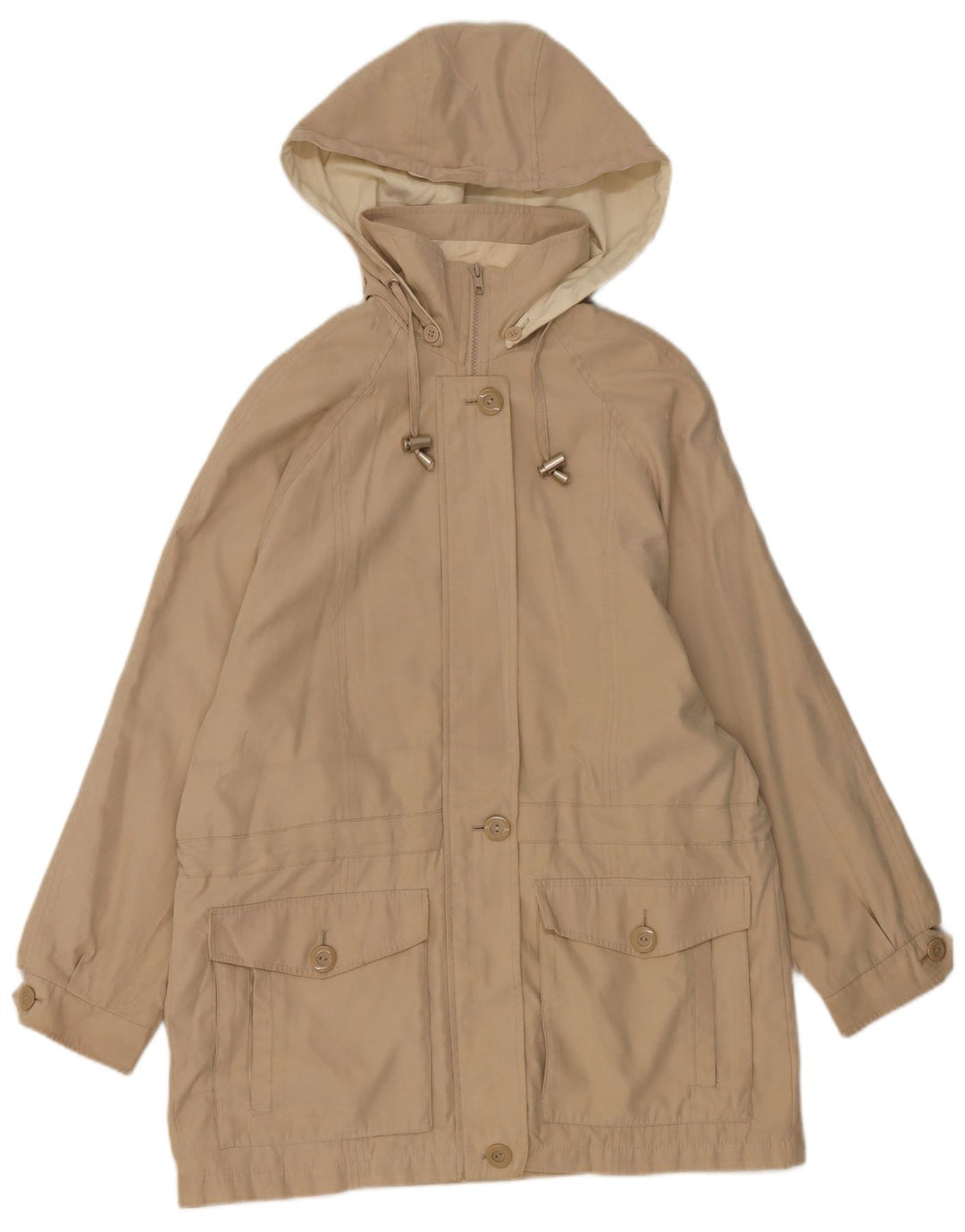 LONDON FOG Kvinder Oversized Hooded Utility Jacket UK 10 Small Beige