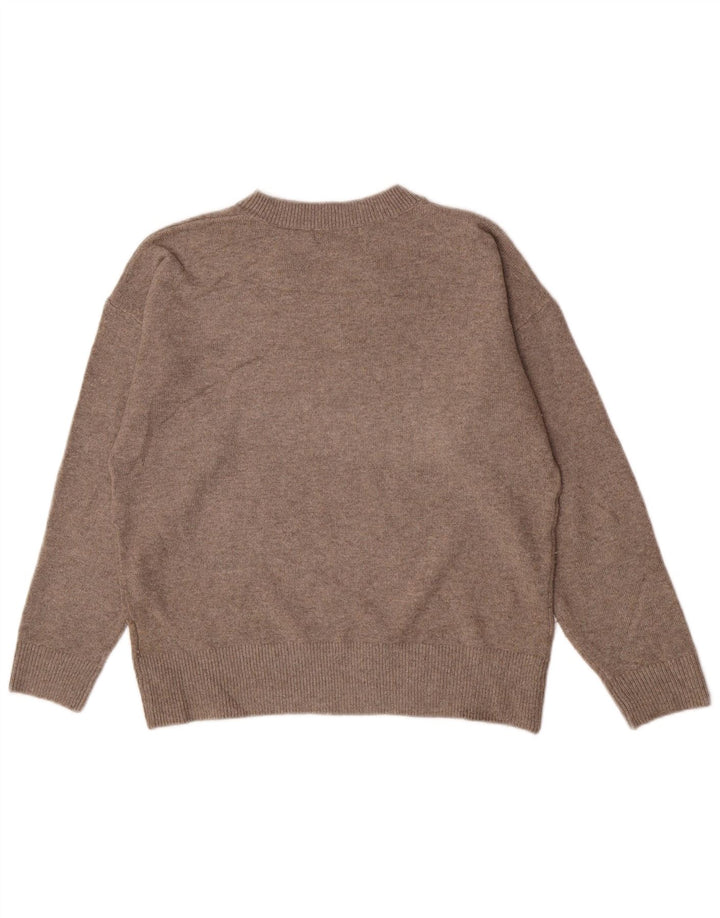 Marks & Spencer Dame V-hals sweater UK 14 Medium Grey Polyester