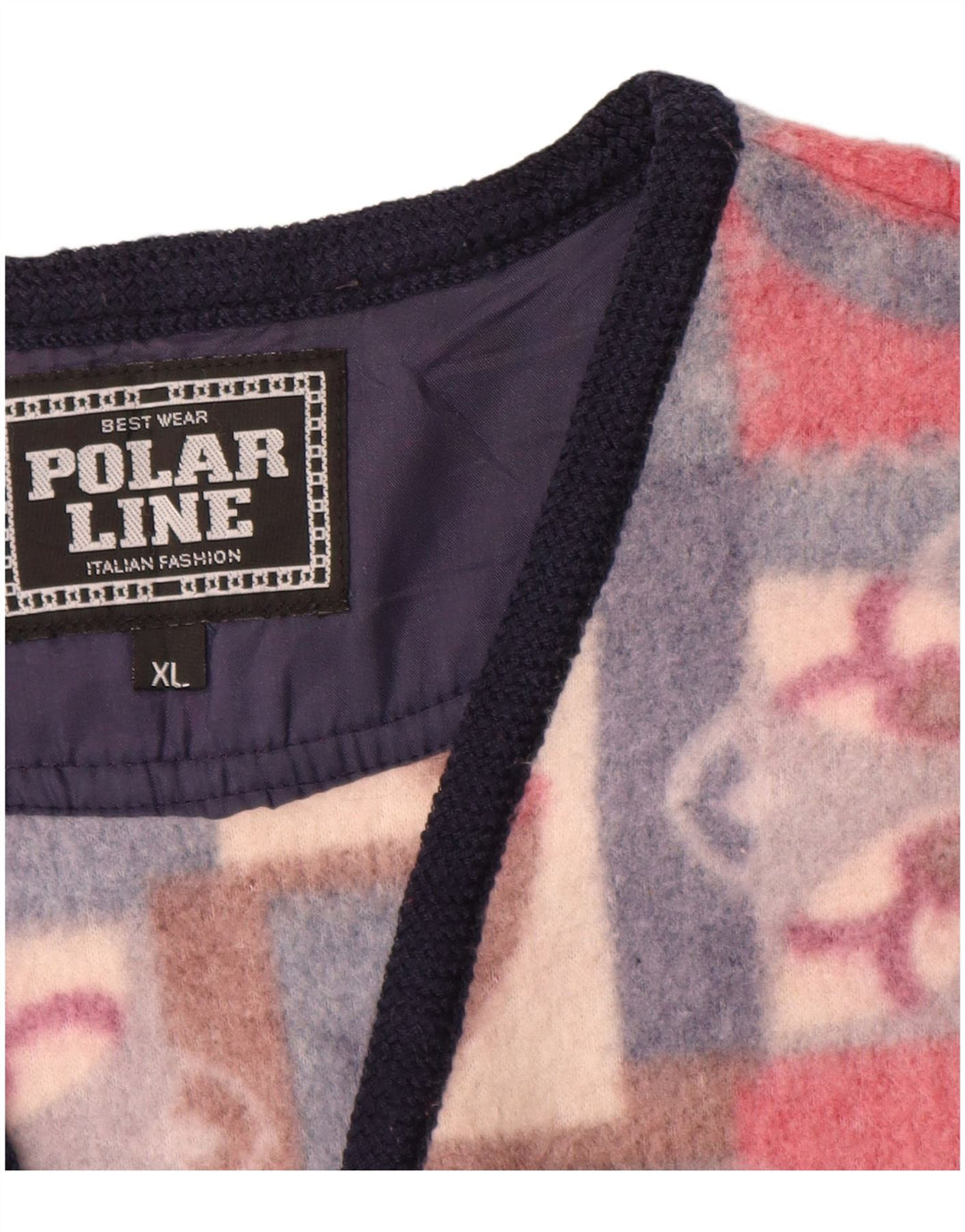 VINTAGE Herre Fleece Gilet UK 42 XL Flerfarvet Fair Isle Polyester