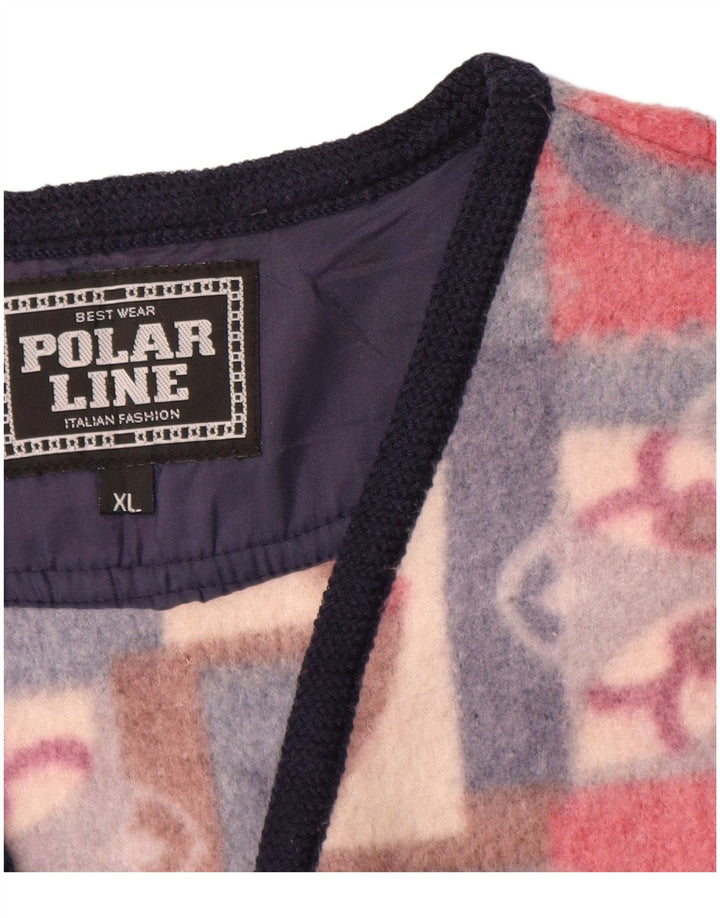 VINTAGE Herre Fleece Gilet UK 42 XL Flerfarvet Fair Isle Polyester