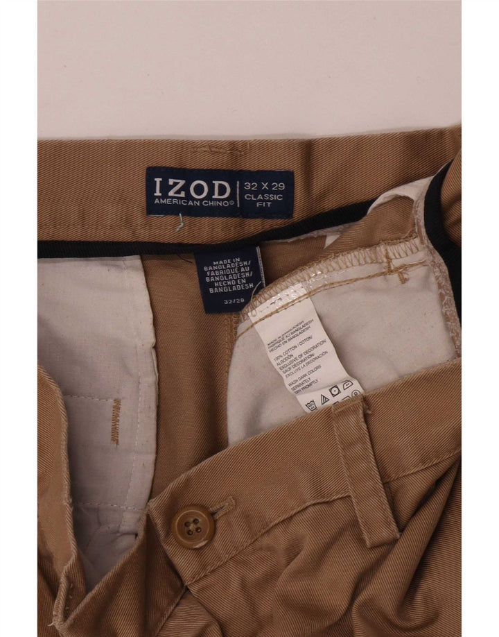 Izod Herre Pegged Cropped Trousers W32 L25 Beige Bomuld