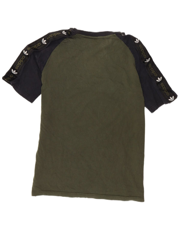 Adidas Boys T-Shirt Top 15-16 år Grøn Colourblock Bomuld