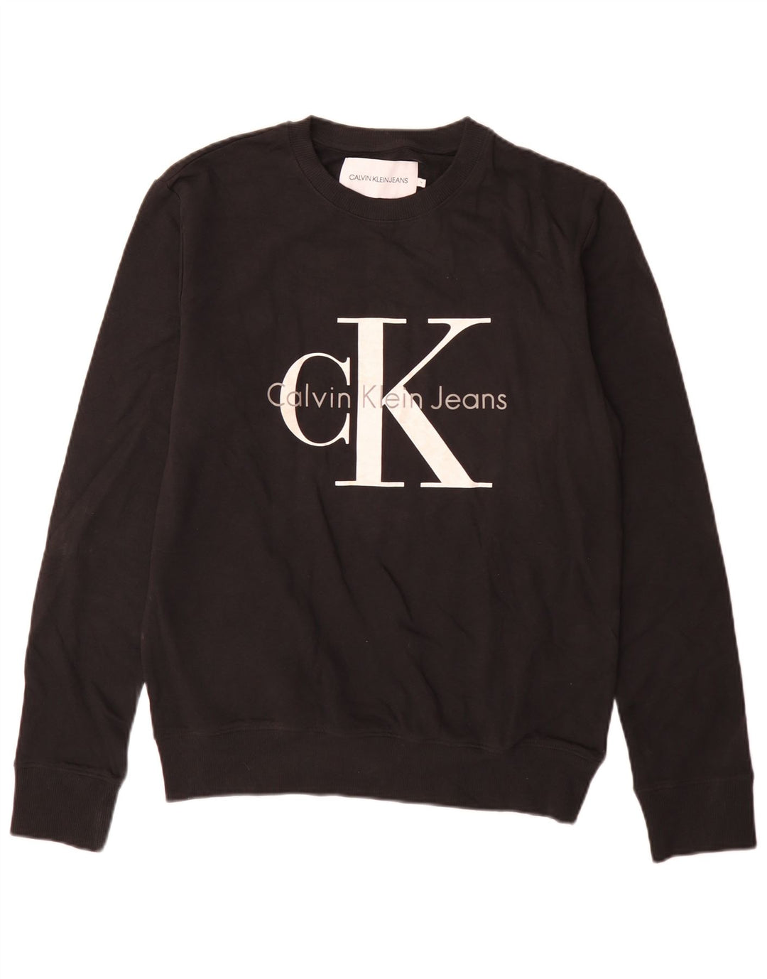Calvin Klein Jeans Herre Grafisk Sweatshirt Jumper Medium Sort Bomuld