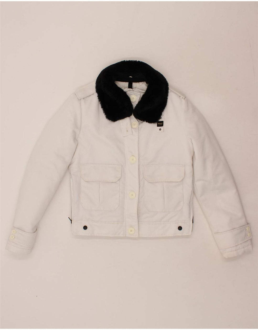 BLAUER Womens Bomber Jacket UK 16 Large White Polyamide Vintage Blauer and Second-Hand Blauer from Messina Hembry 