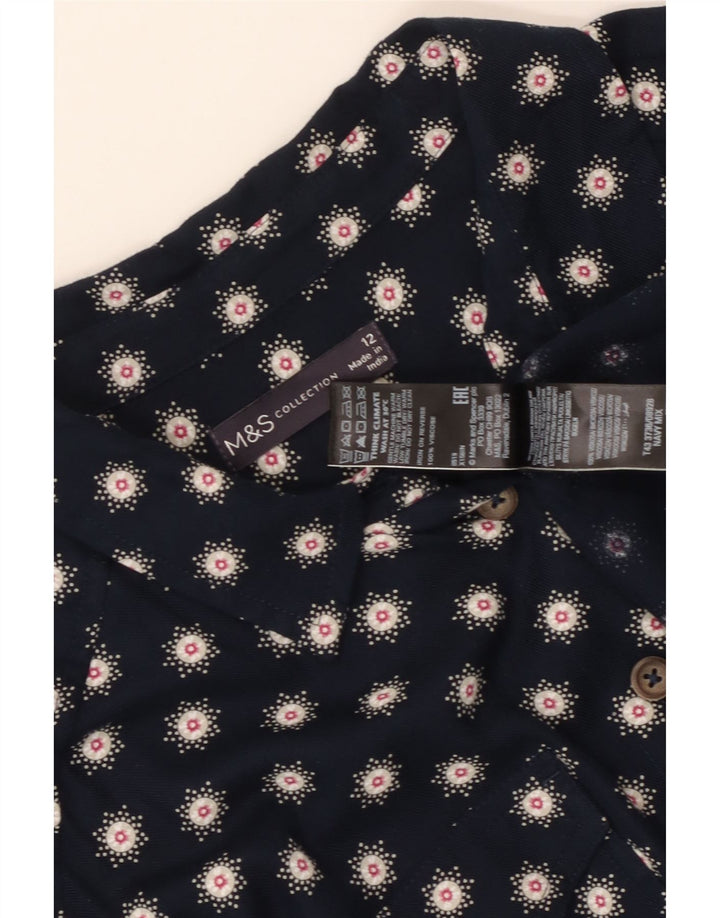 Marks & Spencer Dameskjortebluse UK 12 Medium Navy Blue Floral Viscose