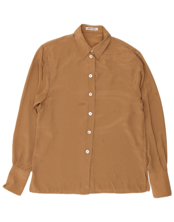 Ravens Dame Oversized Shirt UK 10 Small Brown Spotted Polyester
