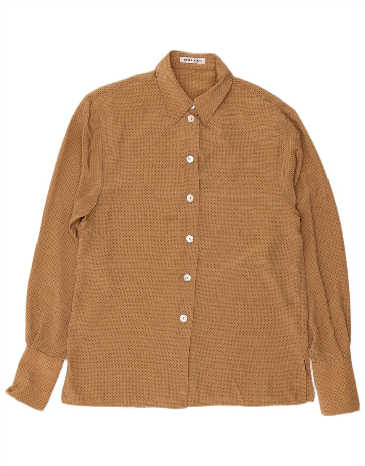 Ravens Dame Oversized Shirt UK 10 Small Brown Spotted Polyester