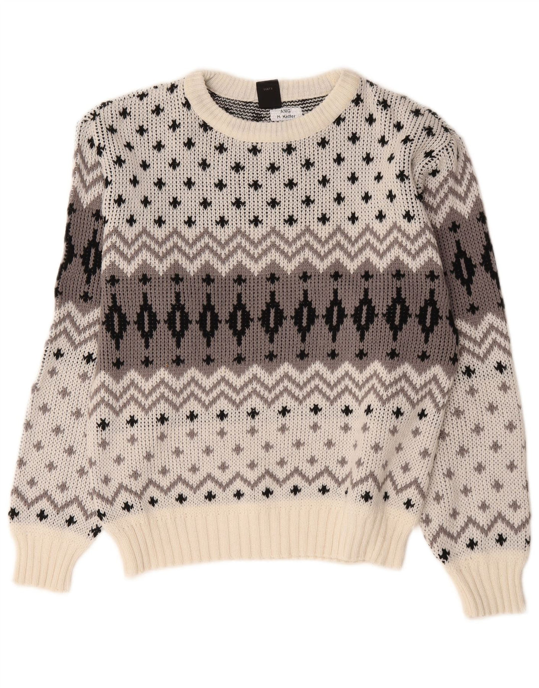 C&A Herre sweater med rund hals EU 48/50 Medium White Fair Isle
