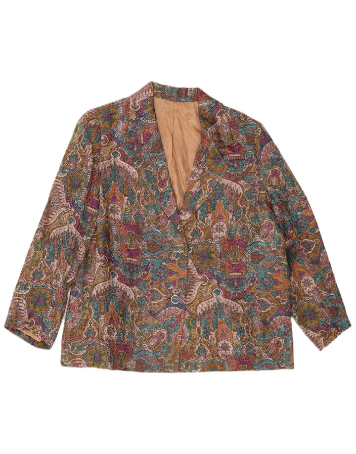 Vintage kvinders abstrakt mønster blazerjakke UK 14 Large Multicolor