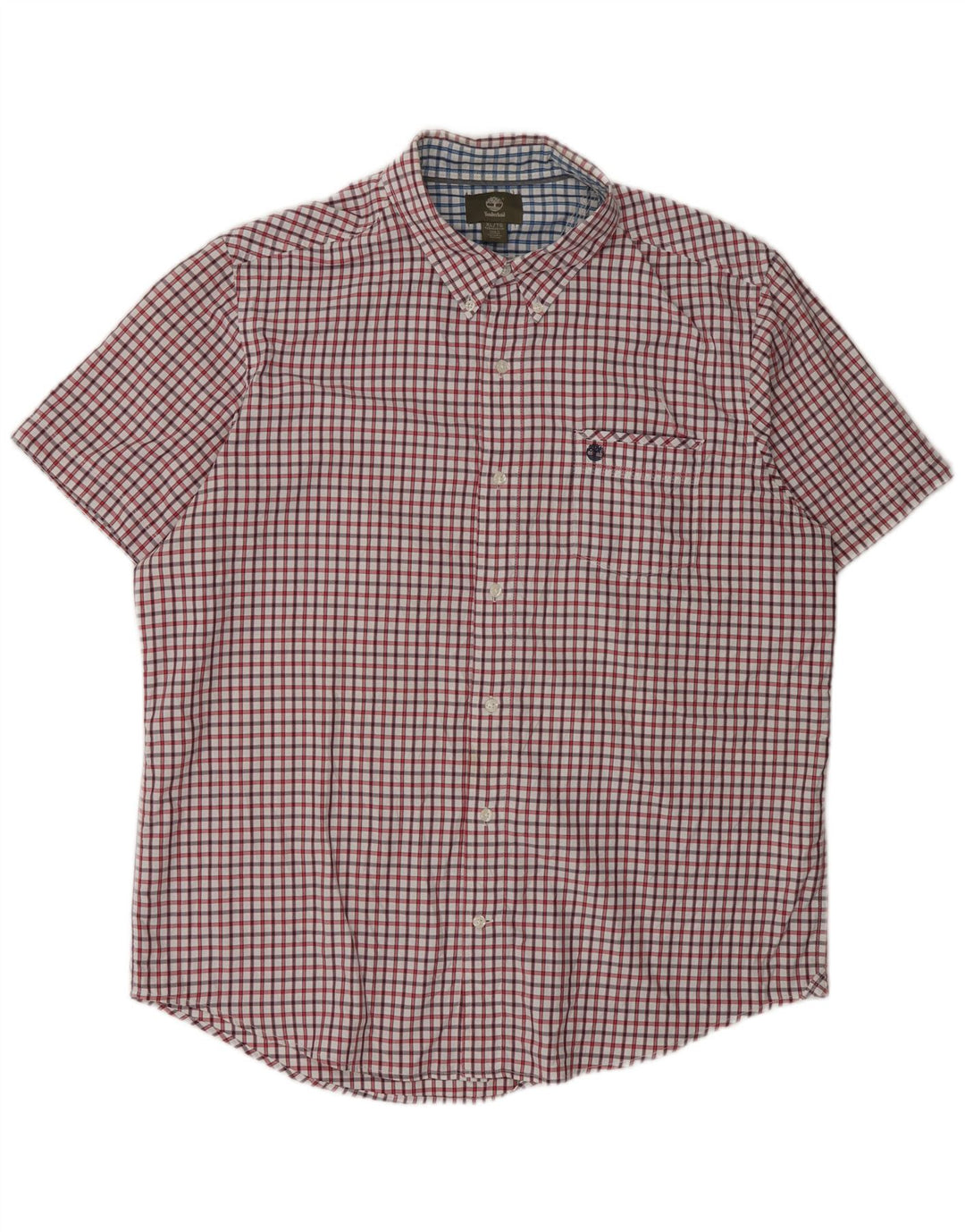 Timberland Herre kortærmet Regular Fit skjorte XL rød ternet nylon