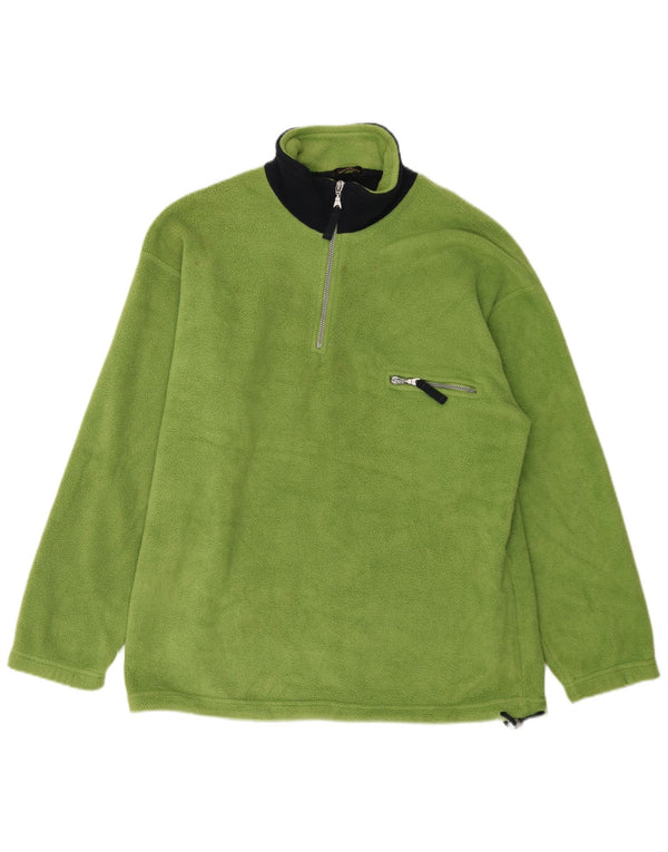 Marks & Spencer Fleece Jumper med lynlås til mænd Stor grøn farveblok