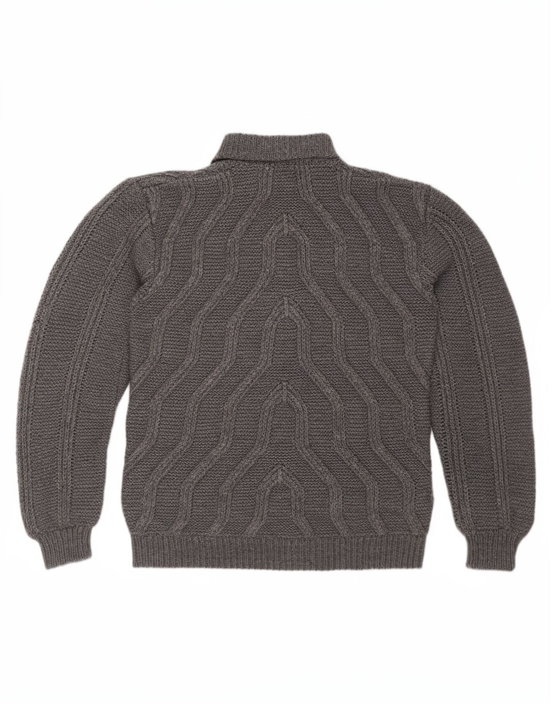 Vintage Herre Turtle Neck Jumper Sweater Medium Grå Geometrisk