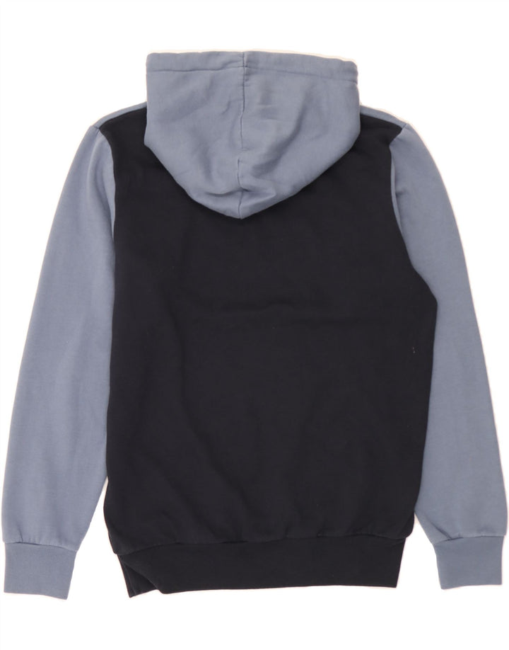 JACK & JONES Mens Graphic Hoodie Jumper Medium Navy Blue Colourblock Vintage Jack & Jones and Second-Hand Jack & Jones from Messina Hembry 