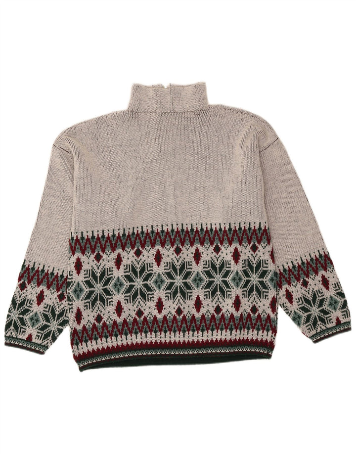 Vintage sweater med lynlås til mænd Medium Grey Fair Isle