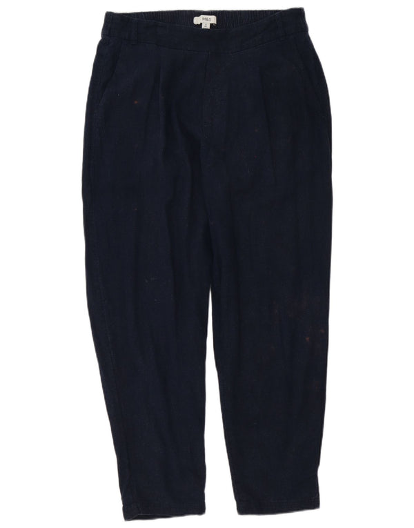 Marks & Spencer kvinders højtaljede chinosbukser UK 12 Medium W32 L27 Navy