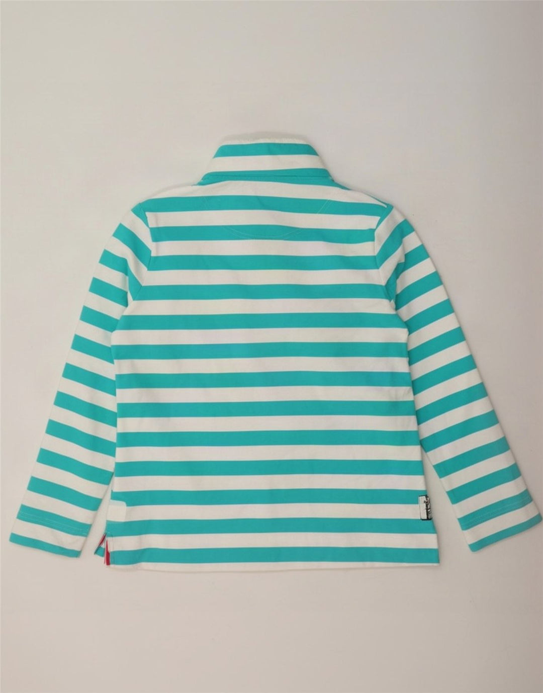 Joules Dame Button Neck Sweatshirt Jumper UK 16 Stor turkis stribet