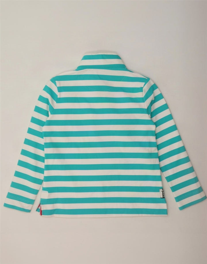 Joules Dame Button Neck Sweatshirt Jumper UK 16 Stor turkis stribet