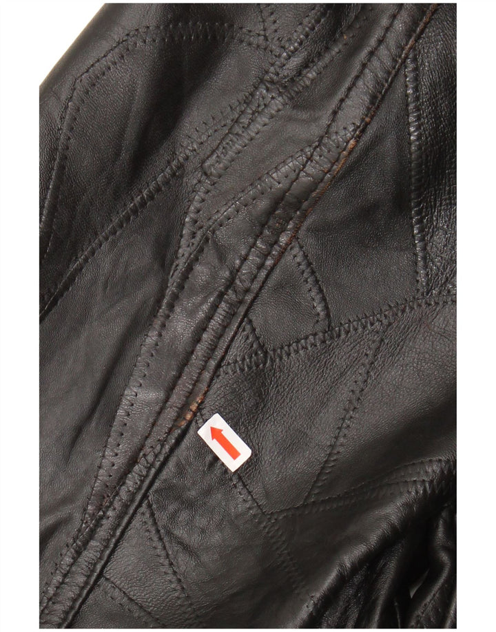 VINTAGE Herre Læderjakke UK 40 Stor Sort Læder