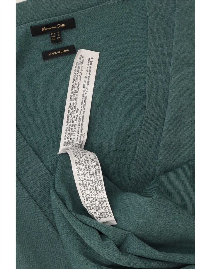 Massimo Dutti Dame Oversized Cardigan Sweater UK 10 Small Green Viscose