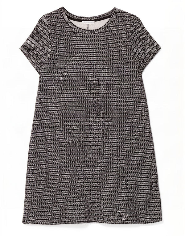 Zara Dame T-Shirt Kjole UK 12 Medium Sort Geometrisk
