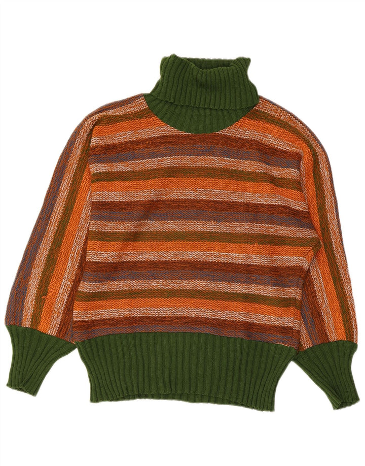 Vintage Dame Roll Neck Jumper Sweater IT 44 Medium Flerfarvet Stribet