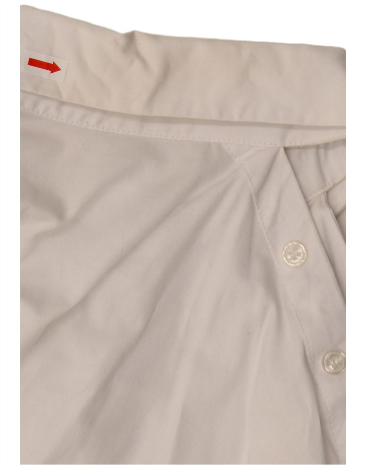 Zara Womens Oversized Crop Shirt Bluse UK 10 Small White Bomuld