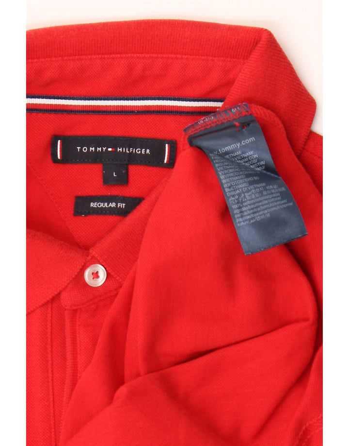 Tommy Hilfiger Herre Grafisk Regular Fit Polo Shirt Stor Rød Bomuld