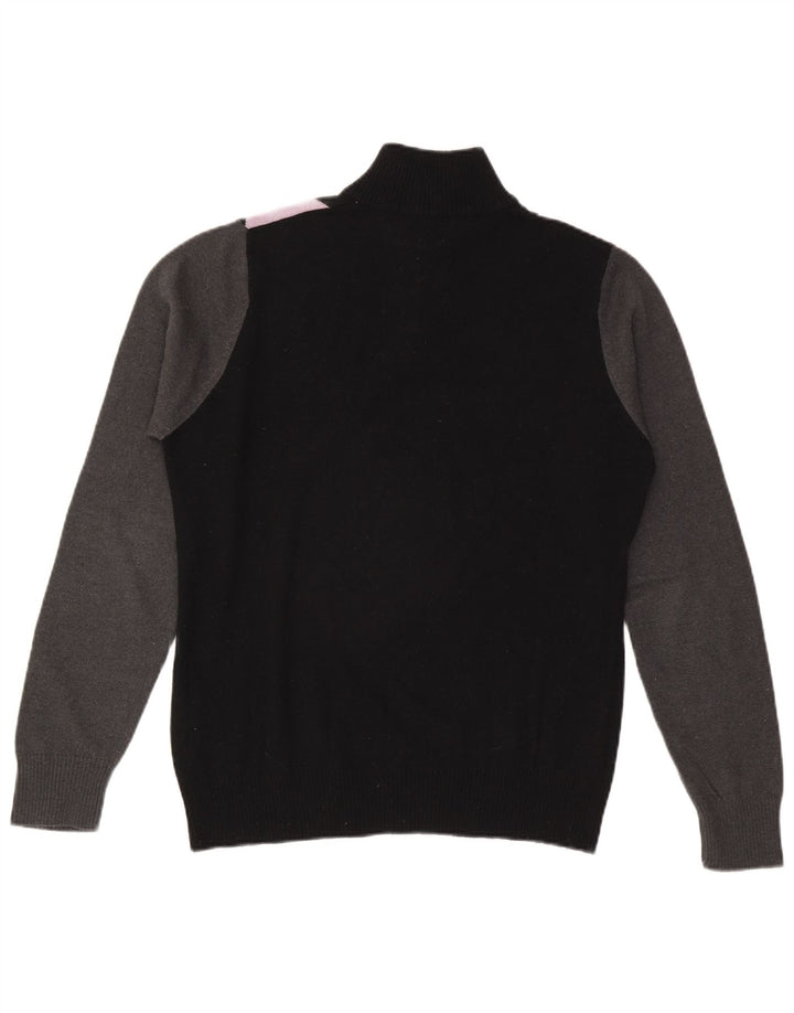 Sergio Tacchini Herre Zip Neck Jumper Sweater Medium Black Argyle/Diamond