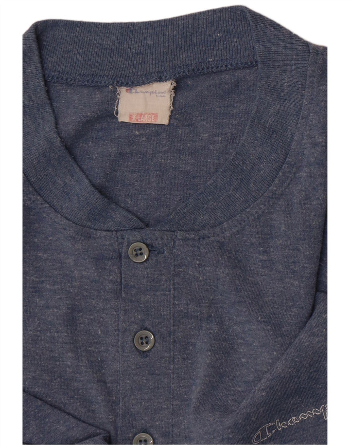 Champion Herre T-Shirt Top XL Blå Flecked Bomuld