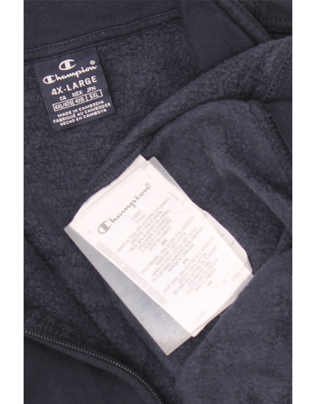 CHAMPION Sweatshirt med lynlås til mænd 4XL marineblå bomuld