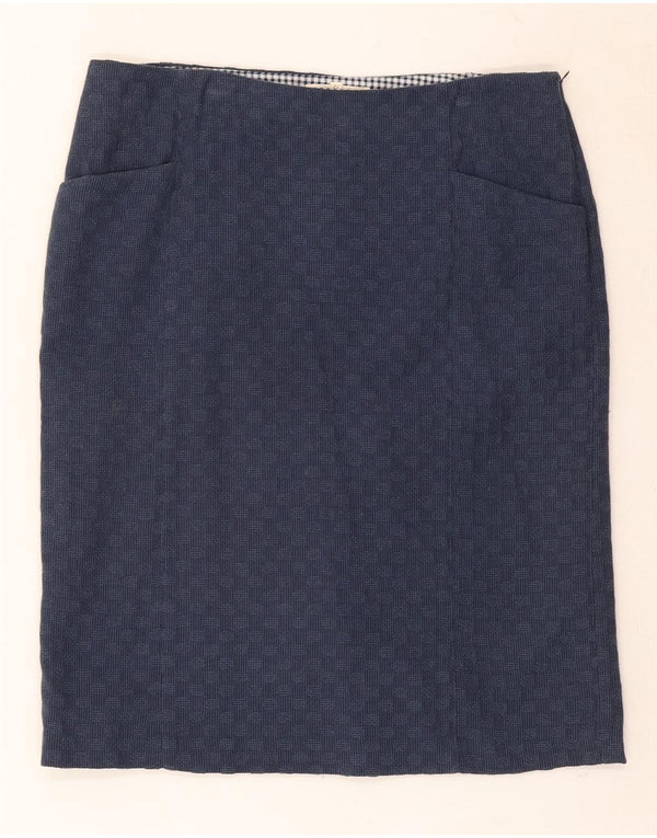 White Stuff Lige nederdel til kvinder UK 12 Medium W32 Marineblå Geometrisk