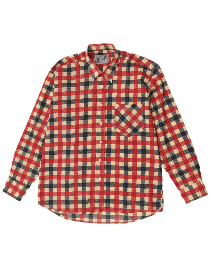 Vintage herreskjorte stor rød Gingham polyester