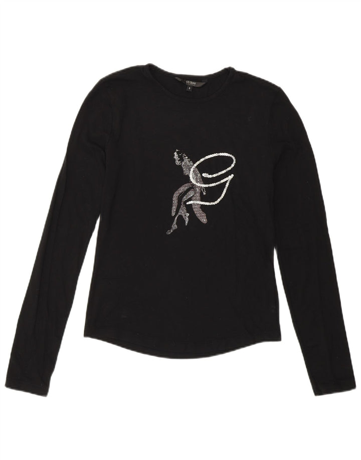 Guess By Marciano Dame Grafisk Top Langærmet Størrelse 3 XS Sort