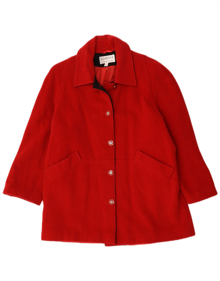 CLASSIC Dame Oversized Overfrakke UK 12 Medium Rød Uld