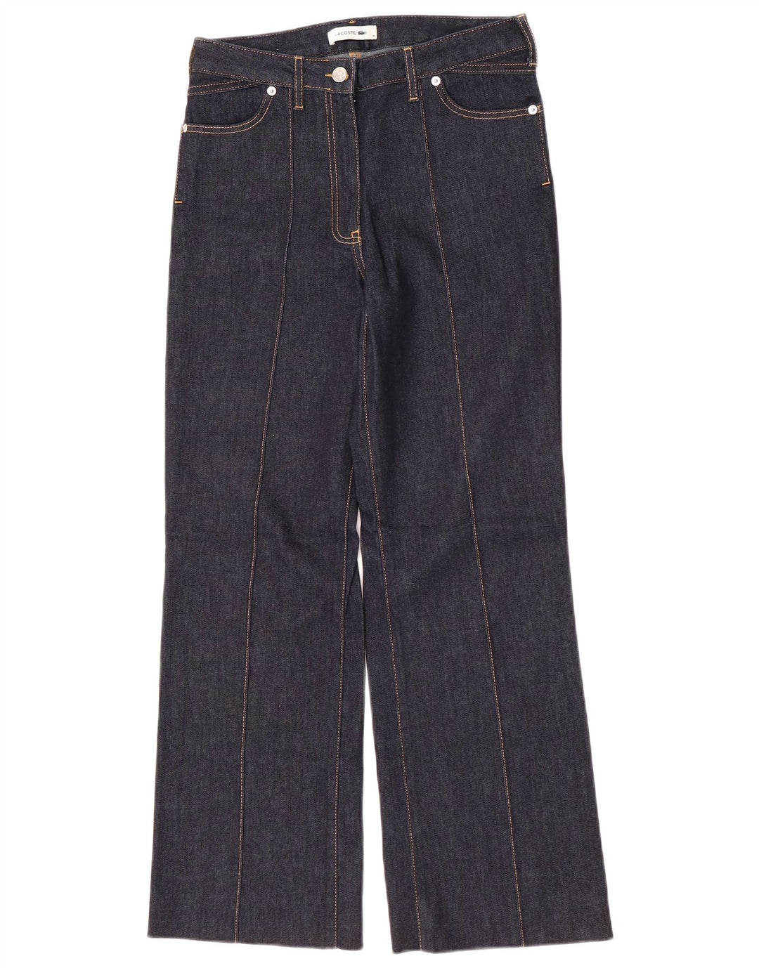 Lacoste Dame Bootcut Jeans Størrelse 36 Small W28 L29 Marineblå Bomuld
