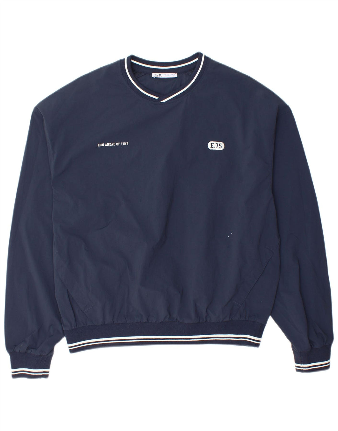 Zara Herre New York Grafisk Loose Fit Pullover Træningsdragt Top Small Navy Blue