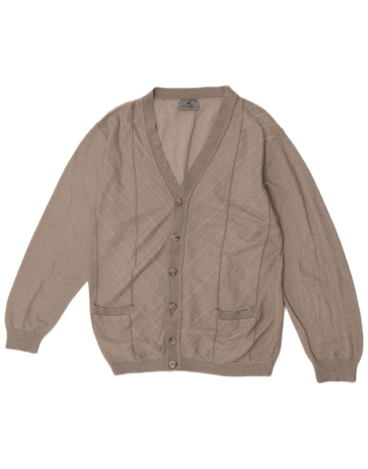Enzo Goti Herre Cardigan Sweater Lille Grå Chevron Akryl
