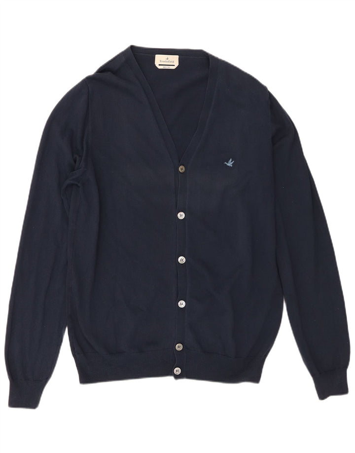 Brooksfield Herre Cardigan Sweater IT 50 Medium Navyblå Bomuld