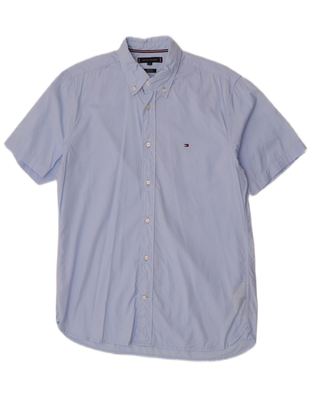 Tommy Hilfiger Kortærmet Herre Regular Fit skjorte Medium Blue Bomuld