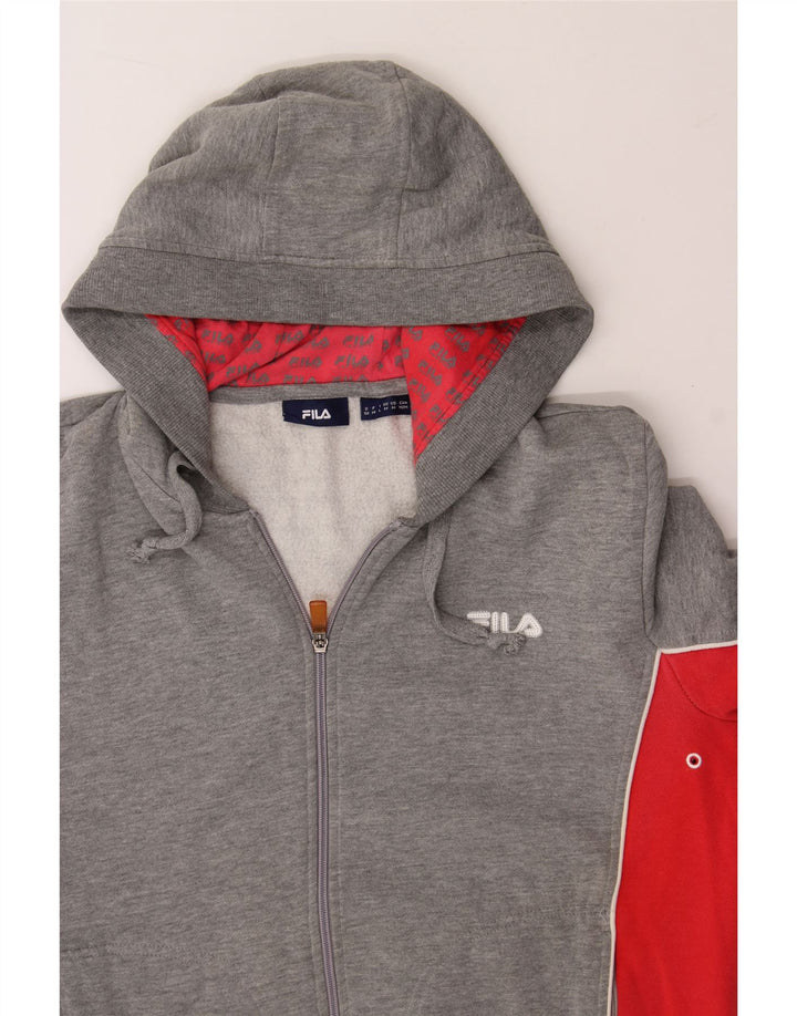 FILA Mens Zip Hoodie Sweater Medium Grey Colourblock Cotton Vintage Fila and Second-Hand Fila from Messina Hembry 