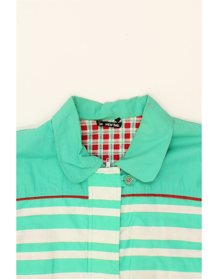 NEW FAST Womens Windbreaker Coat EU 36 Small Green Striped Cotton Vintage New Fast and Second-Hand New Fast from Messina Hembry 