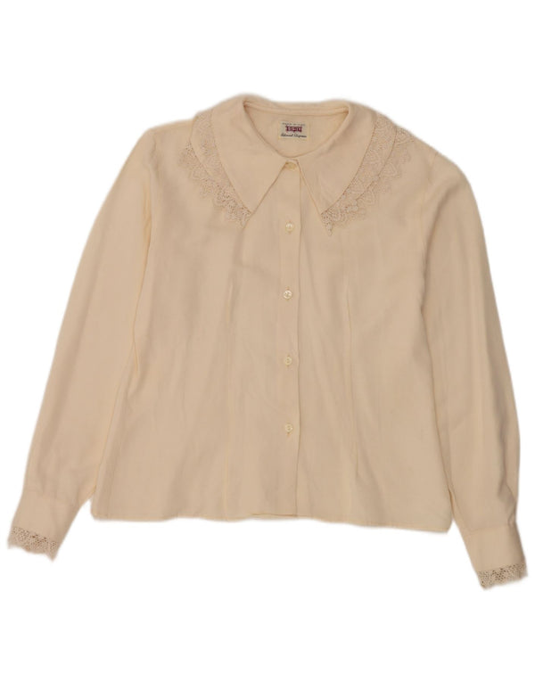 Sisley Womens Shirt Bluse UK 14 Medium Off White Floral