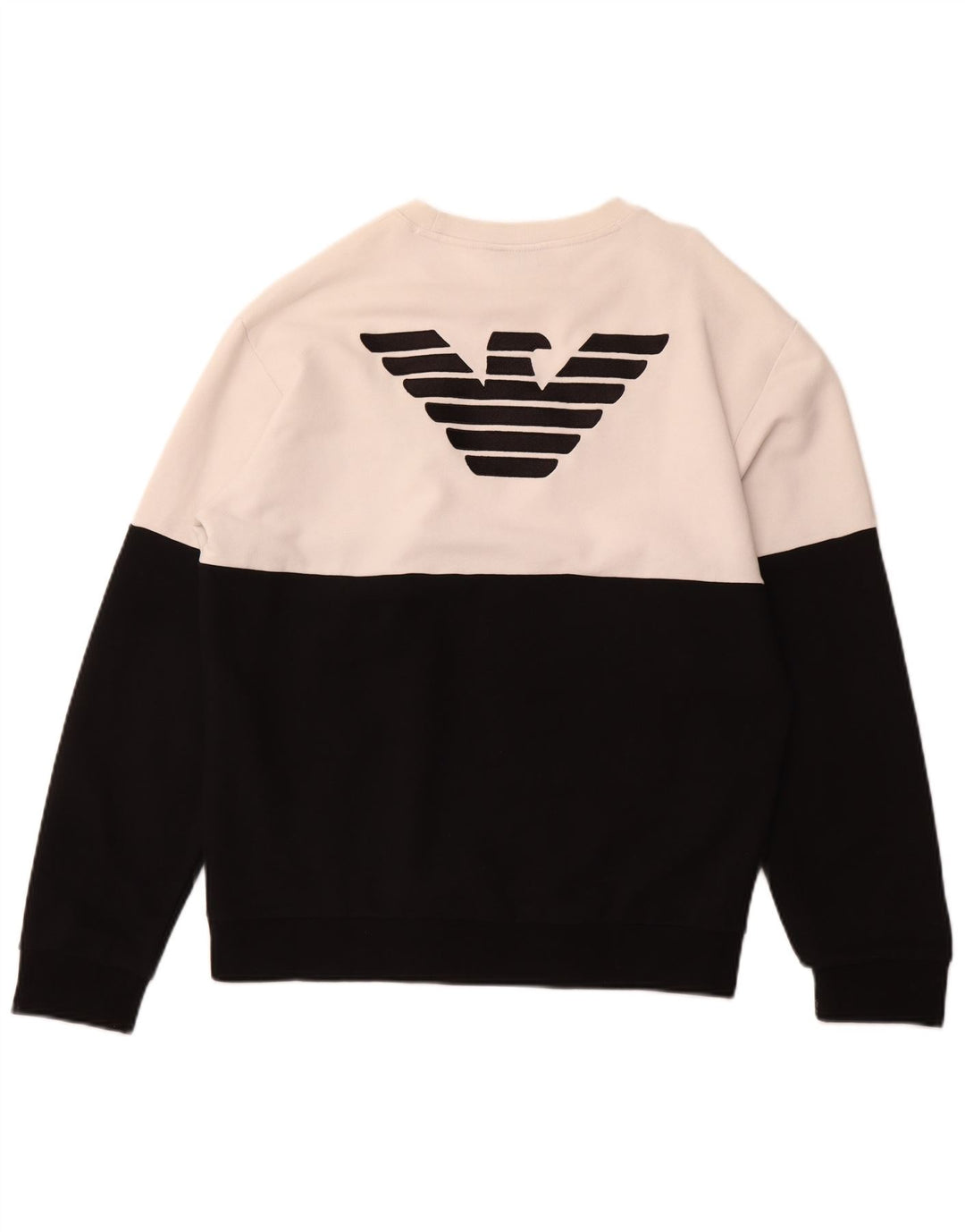 EMPORIO ARMANI Dame grafisk sweatshirt trøje UK 18 XL Sort Colourblock