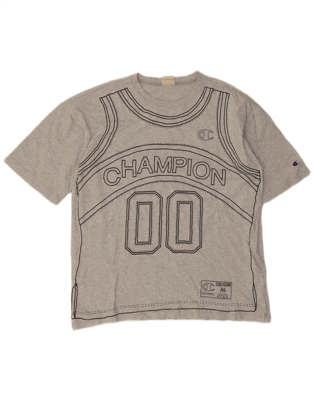 Champion Herre Grafisk T-Shirt Top Stor Grå Bomuld